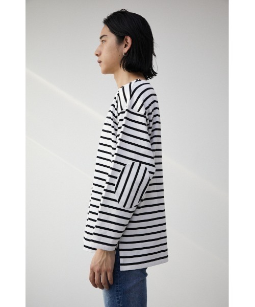 AZUL by moussy(アズールバイマウジー)の「ELBOW PATCH BORDER TOPS/エルボーパッチボーダートップス(Tシャツ/カットソー・メンズ・ブルー系その他/ブルー系その他3/ブラック系その他・MEDIUM/LARGE)」の10枚目の写真