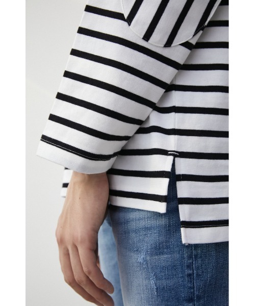 AZUL by moussy(アズールバイマウジー)の「ELBOW PATCH BORDER TOPS/エルボーパッチボーダートップス(Tシャツ/カットソー・メンズ・ブルー系その他/ブルー系その他3/ブラック系その他・MEDIUM/LARGE)」の14枚目の写真