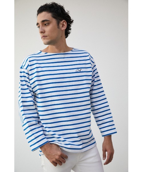 AZUL by moussy(アズールバイマウジー)の「ELBOW PATCH BORDER TOPS/エルボーパッチボーダートップス(Tシャツ/カットソー・メンズ・ブルー系その他/ブルー系その他3/ブラック系その他・MEDIUM/LARGE)」の17枚目の写真