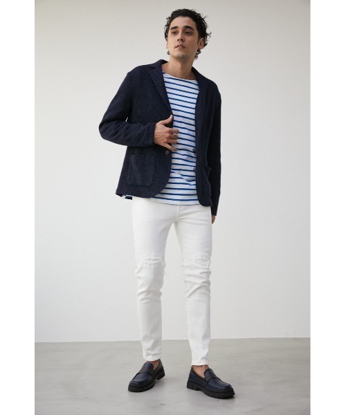 AZUL by moussy(アズールバイマウジー)の「ELBOW PATCH BORDER TOPS/エルボーパッチボーダートップス(Tシャツ/カットソー・メンズ・ブルー系その他/ブルー系その他3/ブラック系その他・MEDIUM/LARGE)」の18枚目の写真