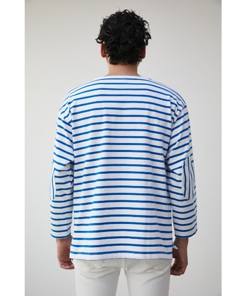 AZUL by moussy(アズールバイマウジー)の「ELBOW PATCH BORDER TOPS/エルボーパッチボーダートップス(Tシャツ/カットソー・メンズ・ブルー系その他/ブルー系その他3/ブラック系その他・MEDIUM/LARGE)」の22枚目の写真