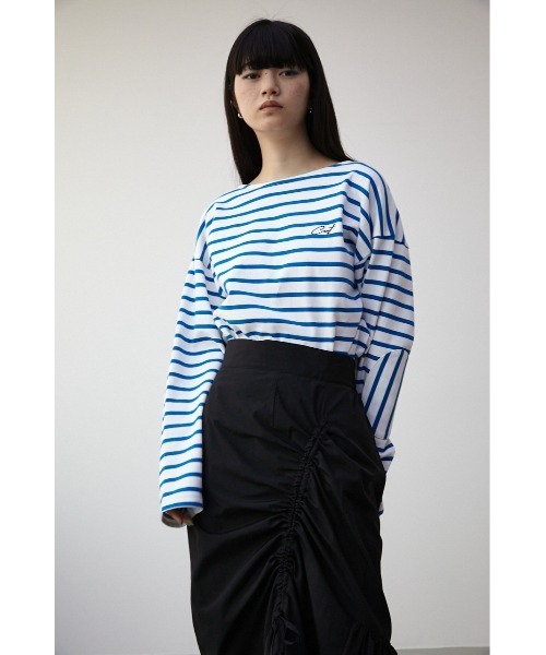 AZUL by moussy(アズールバイマウジー)の「ELBOW PATCH BORDER TOPS/エルボーパッチボーダートップス(Tシャツ/カットソー・メンズ・ブルー系その他/ブルー系その他3/ブラック系その他・MEDIUM/LARGE)」の15枚目の写真