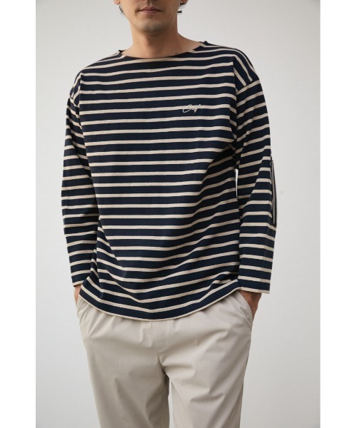 セール】ELBOW PATCH BORDER TOPS/エルボーパッチボーダートップス（T