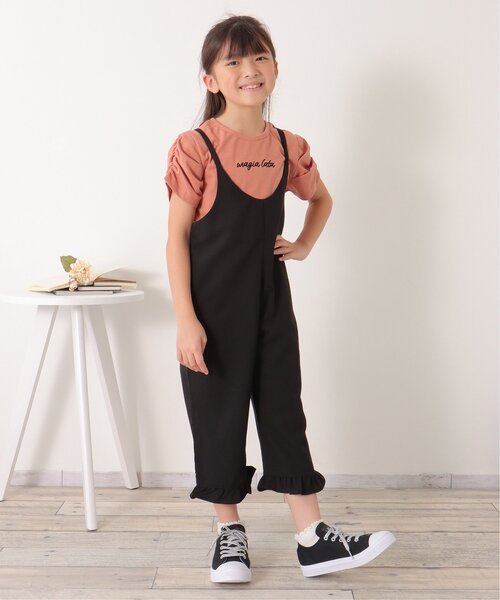 ikka(イッカ)の「裾フリルキャミサロペット(120~160cm)(サロペット/オーバーオール・キッズ・ライトグレー/ブラック・120/130/140/150/160)」の6枚目の写真