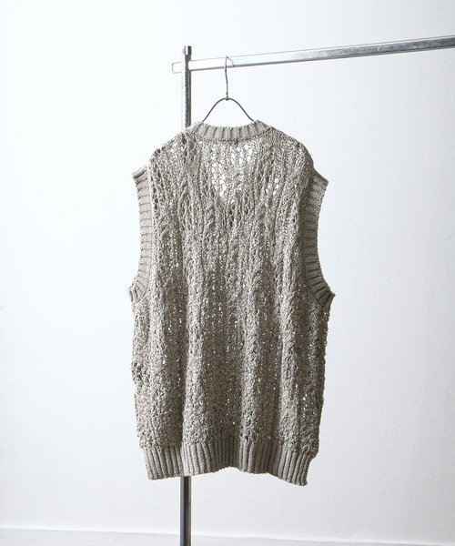 NILWAY（ニルウェイ）の「テープヤーンレース編みニットベスト（ベスト・メンズ・グレー/ブラック/ダークオレンジ・MEDIUM/LARGE）」の9枚目の写真