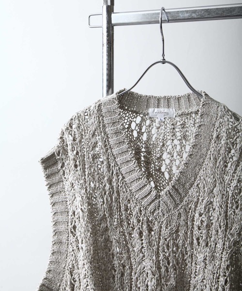 NILWAY（ニルウェイ）の「テープヤーンレース編みニットベスト（ベスト・メンズ・グレー/ブラック/ダークオレンジ・MEDIUM/LARGE）」の10枚目の写真