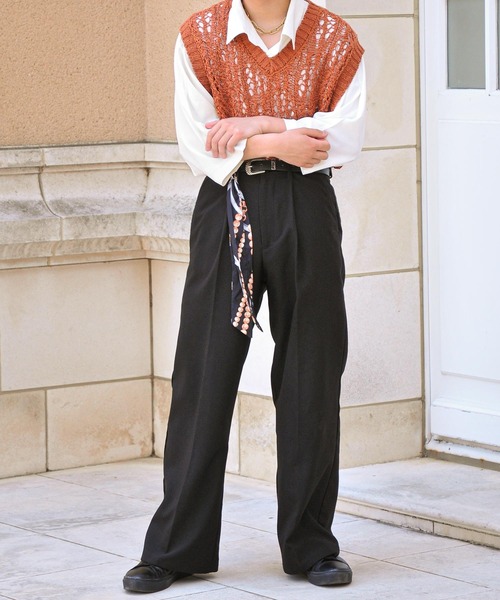 NILWAY（ニルウェイ）の「テープヤーンレース編みニットベスト（ベスト・メンズ・グレー/ブラック/ダークオレンジ・MEDIUM/LARGE）」の13枚目の写真