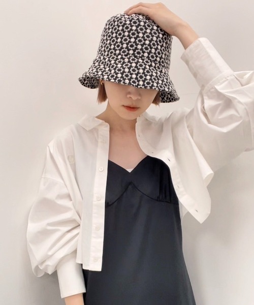 one after another NICE CLAUP（ワンアフターアナザーナイスクラップ）の「コットンレースバケットハット（ハット・レディース・ブラック/アイボリー・FREE）」の7枚目の写真