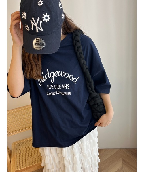 WC(ダブル シー)の「アーチロゴビッグTシャツ(Tシャツ/カットソー・レディース・ピンク/ホワイト/ネイビー・FREE)」の2枚目の写真