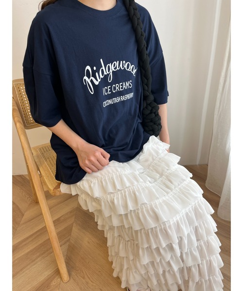 WC(ダブル シー)の「アーチロゴビッグTシャツ(Tシャツ/カットソー・レディース・ピンク/ホワイト/ネイビー・FREE)」の7枚目の写真