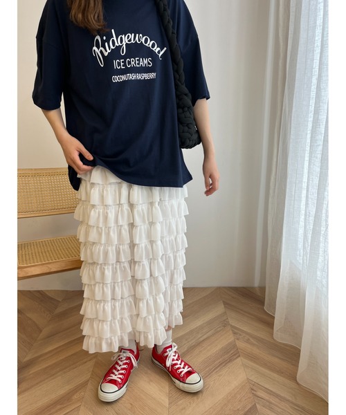WC(ダブル シー)の「アーチロゴビッグTシャツ(Tシャツ/カットソー・レディース・ピンク/ホワイト/ネイビー・FREE)」の10枚目の写真