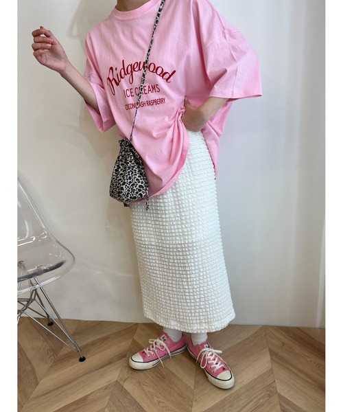 WC(ダブル シー)の「アーチロゴビッグTシャツ(Tシャツ/カットソー・レディース・ピンク/ホワイト/ネイビー・FREE)」の13枚目の写真