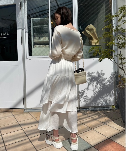 OLIVE des OLIVE（オリーブデオリーブ）の「ランダムティアードスカート（スカート・レディース・オフホワイト/アイボリー・FREE）」の5枚目の写真
