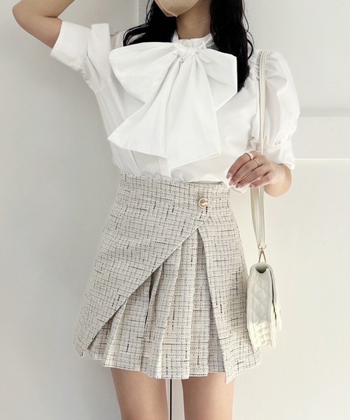 one after another NICE CLAUP(ワンアフターアナザーナイスクラップ)の「【WEB限定】N刺繍ボウタイブラウス(シャツ/ブラウス・レディース・ホワイト/ピンク系その他/サックスブルー・FREE)」の5枚目の写真