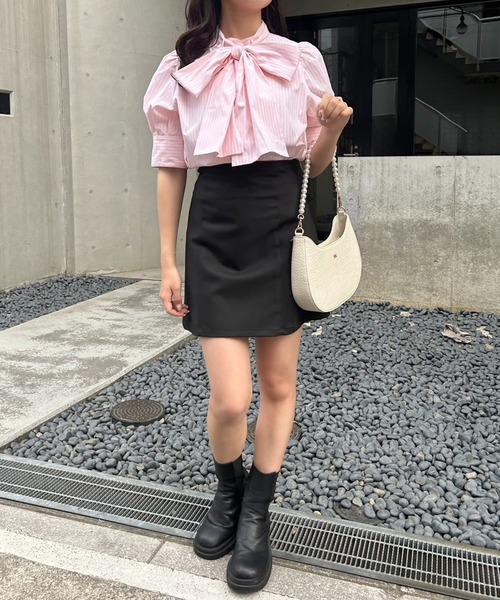 one after another NICE CLAUP(ワンアフターアナザーナイスクラップ)の「【WEB限定】N刺繍ボウタイブラウス(シャツ/ブラウス・レディース・ホワイト/ピンク系その他/サックスブルー・FREE)」の14枚目の写真