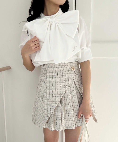 one after another NICE CLAUP(ワンアフターアナザーナイスクラップ)の「【WEB限定】N刺繍ボウタイブラウス(シャツ/ブラウス・レディース・ホワイト/ピンク系その他/サックスブルー・FREE)」の20枚目の写真
