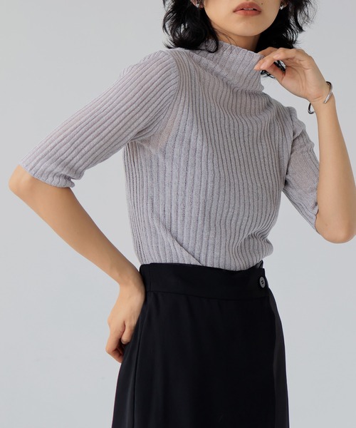 hellam（へラム）の「五分袖ラメニットプルオーバー（その他トップス・レディース・ブラック/グレー/ベージュ系その他/モカ・FREE）」の2枚目の写真