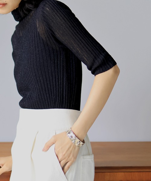 hellam（へラム）の「五分袖ラメニットプルオーバー（その他トップス・レディース・ブラック/グレー/ベージュ系その他/モカ・FREE）」の10枚目の写真