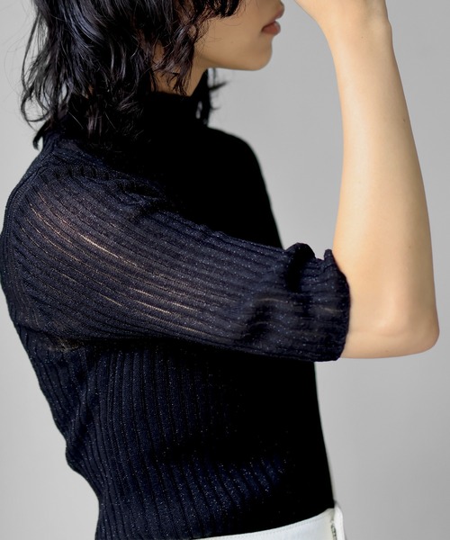 hellam（へラム）の「五分袖ラメニットプルオーバー（その他トップス・レディース・ブラック/グレー/ベージュ系その他/モカ・FREE）」の8枚目の写真