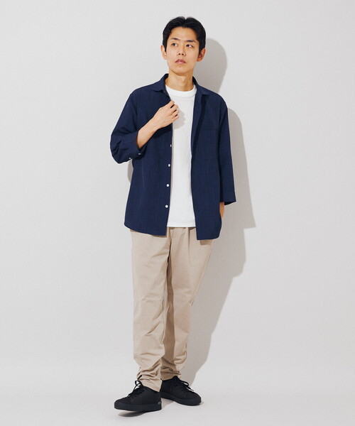 B.C STOCK（ベーセーストック）の「リネンライク 7分袖とろみシャツ（シャツ/ブラウス・メンズ・ベージュ/ネイビー・SMALL/MEDIUM/LARGE）」の3枚目の写真