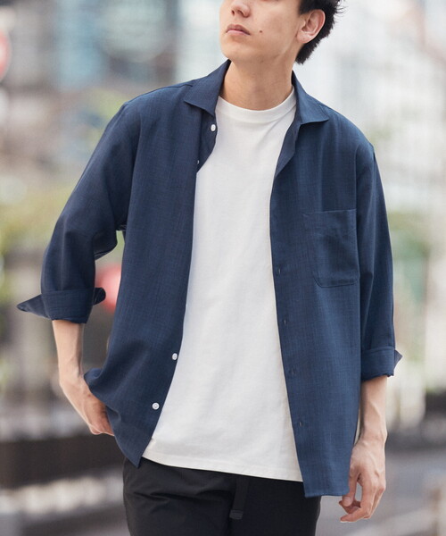 B.C STOCK（ベーセーストック）の「リネンライク 7分袖とろみシャツ（シャツ/ブラウス・メンズ・ベージュ/ネイビー・SMALL/MEDIUM/LARGE）」の11枚目の写真