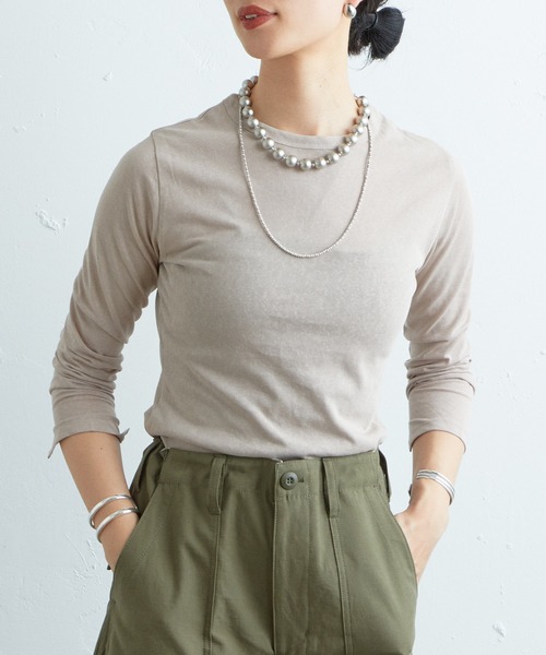 SHENERY（シーナリー）の「シンプルロンTee（Tシャツ/カットソー・レディース・ベージュ/オフホワイト/ブルー/ブラック・FREE）」の3枚目の写真