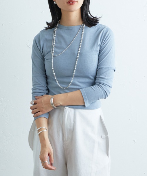 SHENERY（シーナリー）の「シンプルロンTee（Tシャツ/カットソー・レディース・ベージュ/オフホワイト/ブルー/ブラック・FREE）」の9枚目の写真