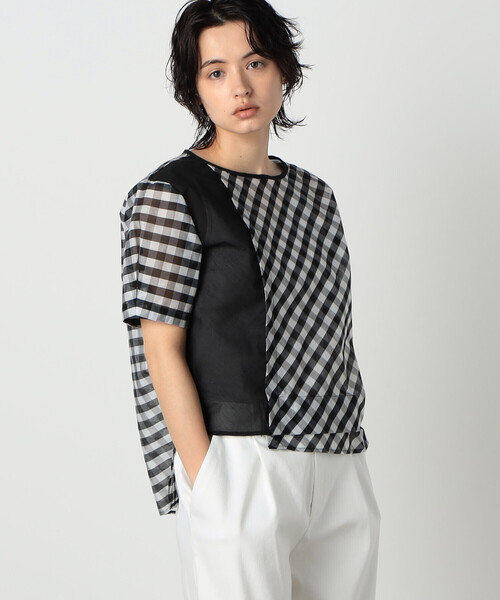 COMME CA ISM(コムサイズム)の「シア― アシンメトリー ブラウス(シャツ/ブラウス・レディース・ブラック/チェック・MEDIUM/LARGE)」の2枚目の写真