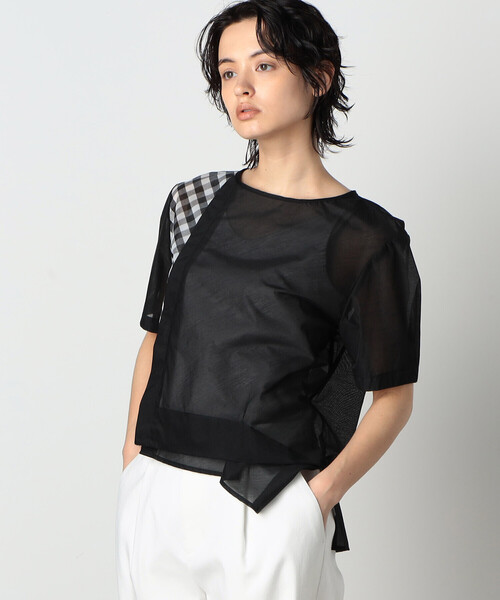 COMME CA ISM(コムサイズム)の「シア― アシンメトリー ブラウス(シャツ/ブラウス・レディース・ブラック/チェック・MEDIUM/LARGE)」の1枚目の写真