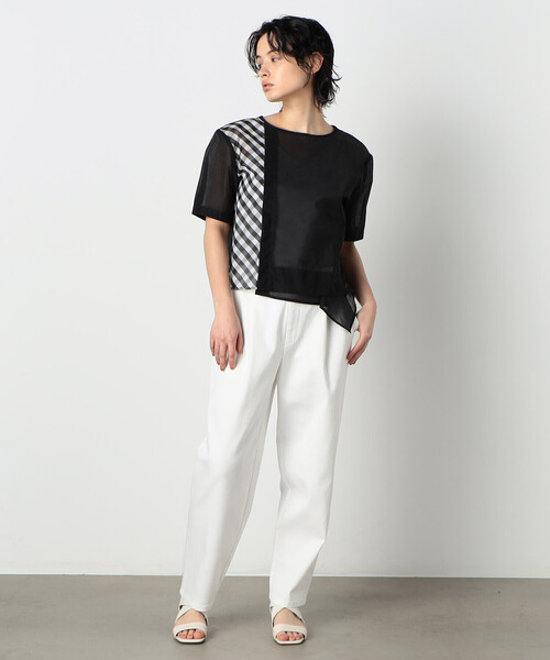 COMME CA ISM(コムサイズム)の「シア― アシンメトリー ブラウス(シャツ/ブラウス・レディース・ブラック/チェック・MEDIUM/LARGE)」の4枚目の写真