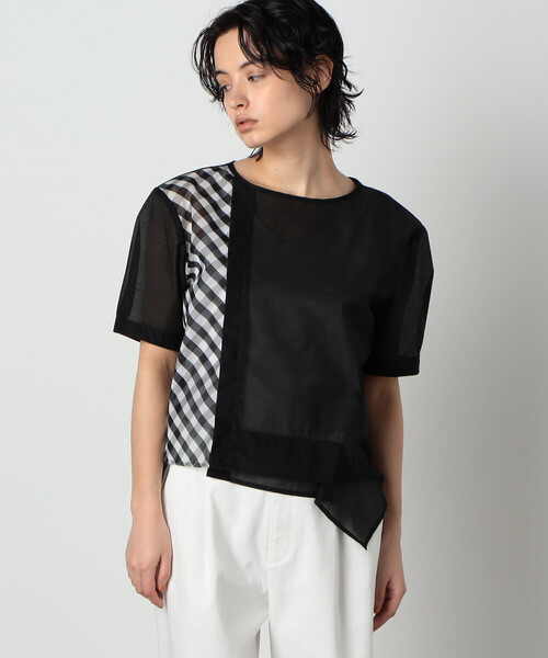 COMME CA ISM(コムサイズム)の「シア― アシンメトリー ブラウス(シャツ/ブラウス・レディース・ブラック/チェック・MEDIUM/LARGE)」の3枚目の写真
