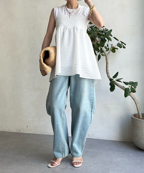 DouDou（ドゥドゥ）の「ジャガードキャミ（キャミソール・レディース・ホワイト/ブラック/グレー・FREE）」の22枚目の写真