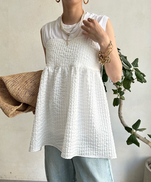 DouDou（ドゥドゥ）の「ジャガードキャミ（キャミソール・レディース・ホワイト/ブラック/グレー・FREE）」の13枚目の写真