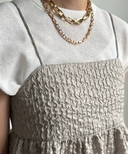 DouDou（ドゥドゥ）の「ジャガードキャミ（キャミソール・レディース・ホワイト/ブラック/グレー・FREE）」の12枚目の写真