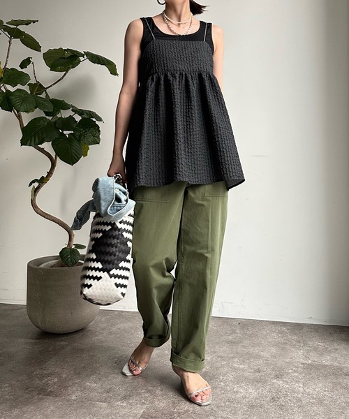 DouDou（ドゥドゥ）の「ジャガードキャミ（キャミソール・レディース・ホワイト/ブラック/グレー・FREE）」の15枚目の写真