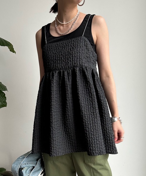 DouDou（ドゥドゥ）の「ジャガードキャミ（キャミソール・レディース・ホワイト/ブラック/グレー・FREE）」の7枚目の写真