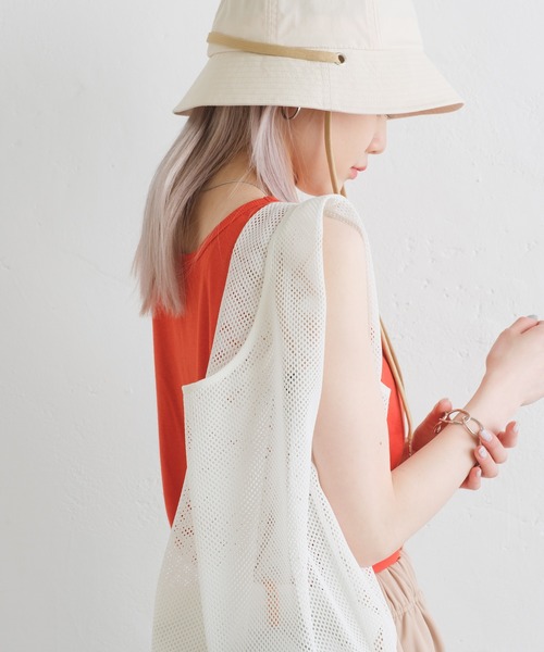 WHIMSIC（ウィムジック）の「【UNISEX】メッシュマーケットバッグ（エコバッグ/サブバッグ・メンズ・ブラック/ブルー/グレー/オフホワイト/オレンジ・FREE）」の10枚目の写真