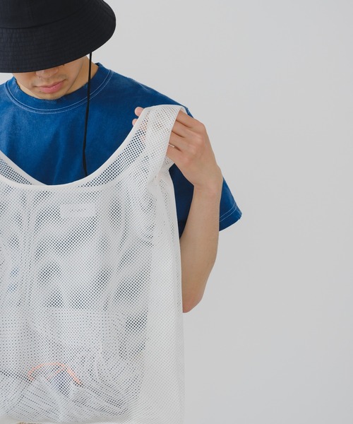 WHIMSIC（ウィムジック）の「【UNISEX】メッシュマーケットバッグ（エコバッグ/サブバッグ・メンズ・ブラック/ブルー/グレー/オフホワイト/オレンジ・FREE）」の16枚目の写真