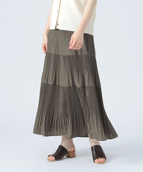 BEAMS HEART（ビームスハート）の「ケシプリーツ ティアードスカート（スカート・レディース・ネイビー/ブラウン系その他3/オリーブ/ブルー系その他/ブルー/グリーン系その他5・FREE）」の4枚目の写真