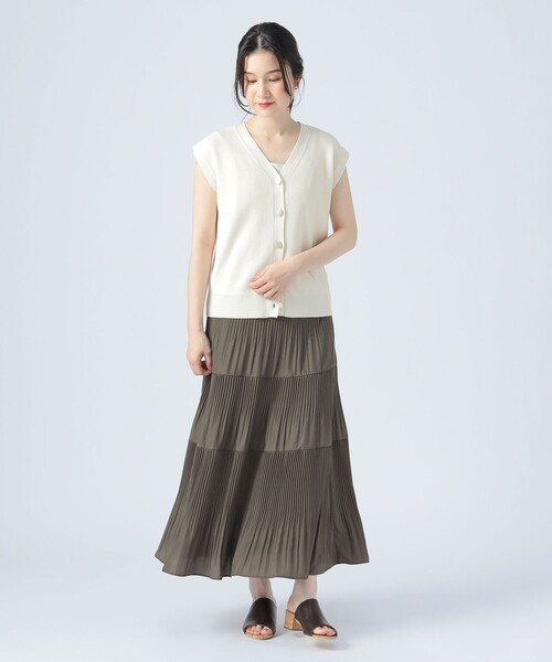 BEAMS HEART（ビームスハート）の「ケシプリーツ ティアードスカート（スカート・レディース・ネイビー/ブラウン系その他3/オリーブ/ブルー系その他/ブルー/グリーン系その他5・FREE）」の8枚目の写真