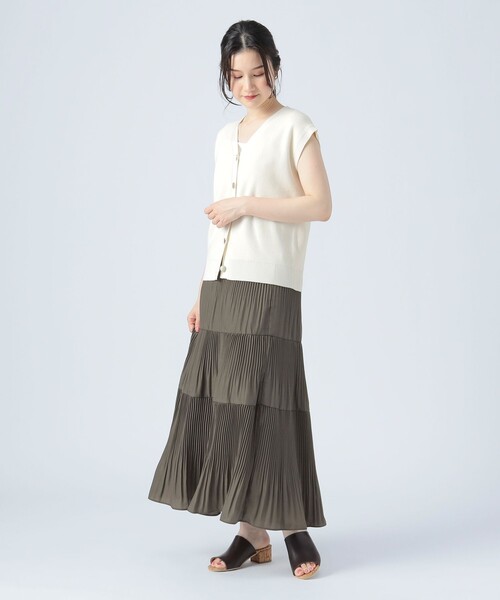 BEAMS HEART（ビームスハート）の「ケシプリーツ ティアードスカート（スカート・レディース・ネイビー/ブラウン系その他3/オリーブ/ブルー系その他/ブルー/グリーン系その他5・FREE）」の9枚目の写真