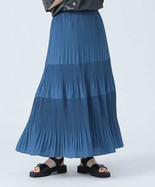 BEAMS HEART（ビームスハート）の「ケシプリーツ ティアードスカート（スカート・レディース・ネイビー/ブラウン系その他3/オリーブ/ブルー系その他/ブルー/グリーン系その他5・FREE）」の14枚目の写真