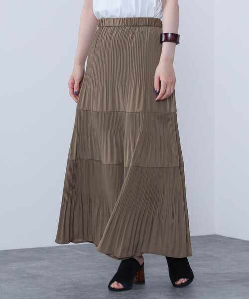 BEAMS HEART（ビームスハート）の「ケシプリーツ ティアードスカート（スカート・レディース・ネイビー/ブラウン系その他3/オリーブ/ブルー系その他/ブルー/グリーン系その他5・FREE）」の7枚目の写真