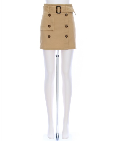clear（クリア）の「インナーパンツ付キトレンチミニスカート[大人 カジュアル 着回し抜群]≪2024AW≫（スカート・レディース・チャコールグレー/ベージュ/グレイッシュベージュ・S/M）」の12枚目の写真
