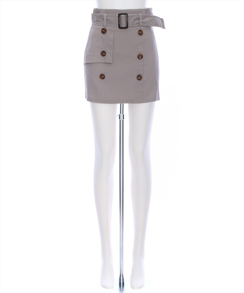 clear（クリア）の「インナーパンツ付キトレンチミニスカート[大人 カジュアル 着回し抜群]≪2024AW≫（スカート・レディース・チャコールグレー/ベージュ/グレイッシュベージュ・S/M）」の13枚目の写真