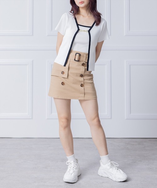 clear（クリア）の「インナーパンツ付キトレンチミニスカート[大人 カジュアル 着回し抜群]≪2024AW≫（スカート・レディース・チャコールグレー/ベージュ/グレイッシュベージュ・S/M）」の21枚目の写真