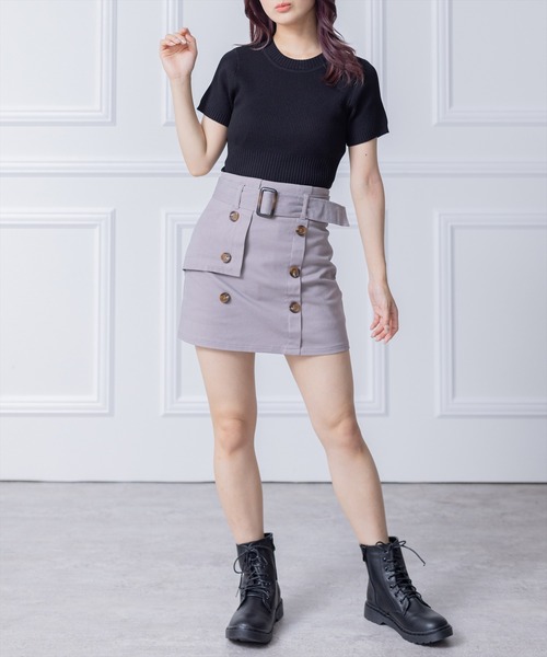 clear（クリア）の「インナーパンツ付キトレンチミニスカート[大人 カジュアル 着回し抜群]≪2024AW≫（スカート・レディース・チャコールグレー/ベージュ/グレイッシュベージュ・S/M）」の17枚目の写真