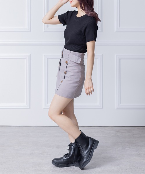 clear（クリア）の「インナーパンツ付キトレンチミニスカート[大人 カジュアル 着回し抜群]≪2024AW≫（スカート・レディース・チャコールグレー/ベージュ/グレイッシュベージュ・S/M）」の16枚目の写真