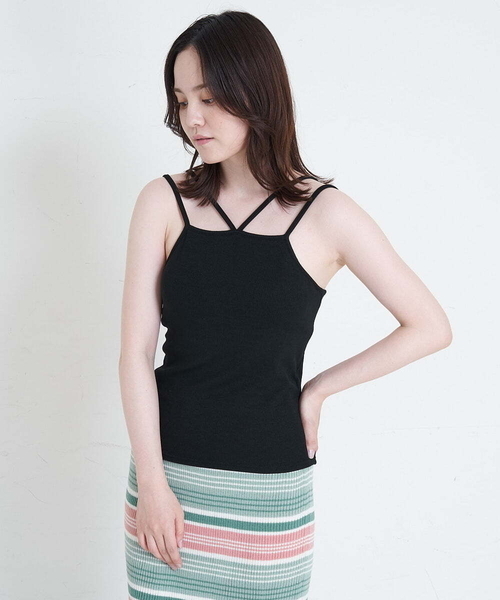 A de a.v.v（アードアー・ヴェ・ヴェ）の「テレコキャミ（Tシャツ/カットソー・レディース・ブラック/イエロー/パープル・39）」の2枚目の写真