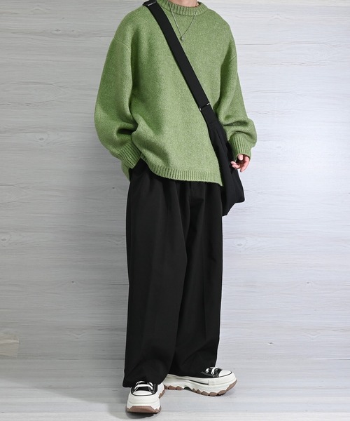 anown（アノン）の「バルーンスリーブメランジニット【れお×anown限定コラボ】（ニット/セーター・メンズ・ライトベージュ/グリーン/グレー・S/M）」の4枚目の写真